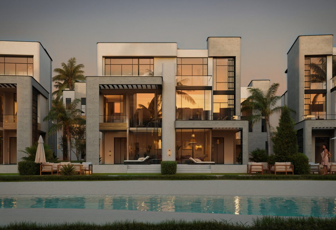 Twin Villa Back Facade(Sunset)